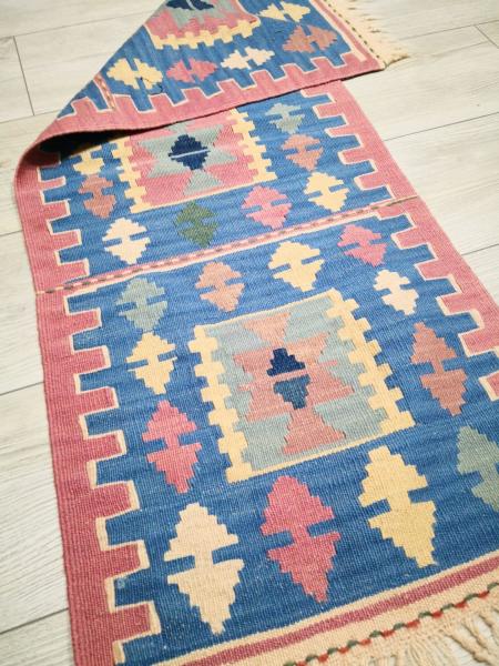 El Dokumasi Anadolu Motif Kök Boya Yün Kilim Aoa Ölçü 115X45Cm