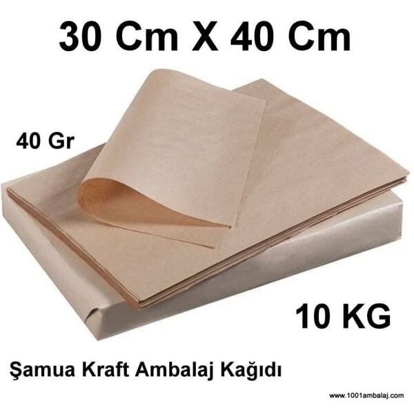 Şamua Kraft Ambalaj Kağıdı (40 gr) Ebat 30 x 40 Cm 10 Kg Balya 1001Ambalaj (Baskısız)