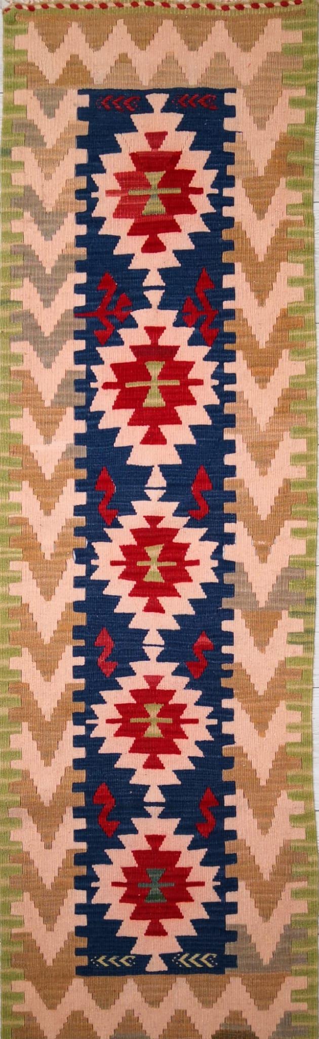 El Dokumasi Anadolu Motif Kök Boya Yün Kilim Aoa Ölçü 170X55Cm