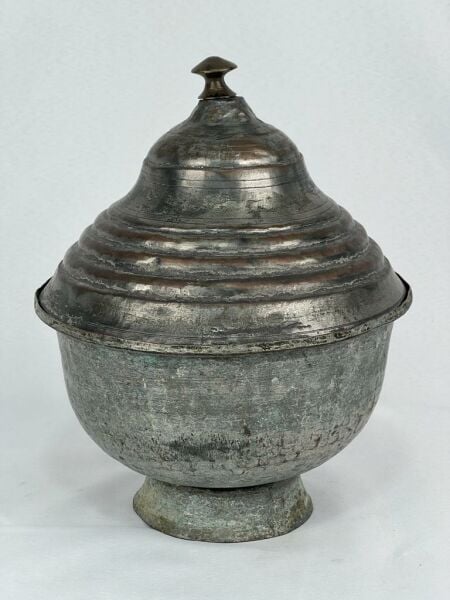Antika Bakır Şekerlik Ölçü Çap 21,5 Cm H 27 Cm
