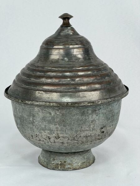 Antika Bakır Şekerlik Ölçü Çap 21,5 Cm H 27 Cm
