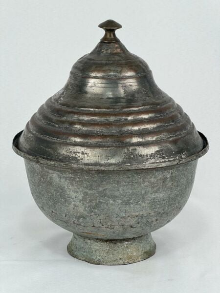 Antika Bakır Şekerlik Ölçü Çap 21,5 Cm H 27 Cm