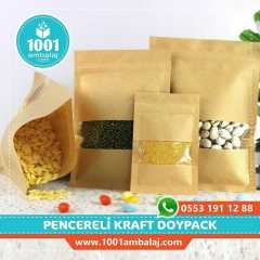 8,5X14,5 Cm Kraft Pencereli 100 Adet Kilitli Doypack Torba 50 Gr /37/