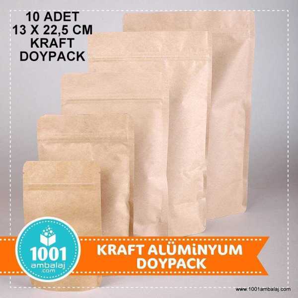 13X22,5 Cm Kraft * 10 Adet * Kilitli Doypack Torba 250 Gr /31/