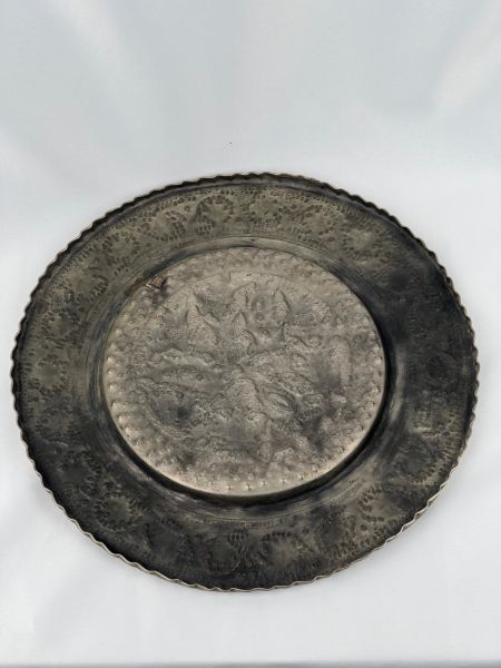 Antika Bakır Sini Ölçü Çap 35 Cm H 2 Cm