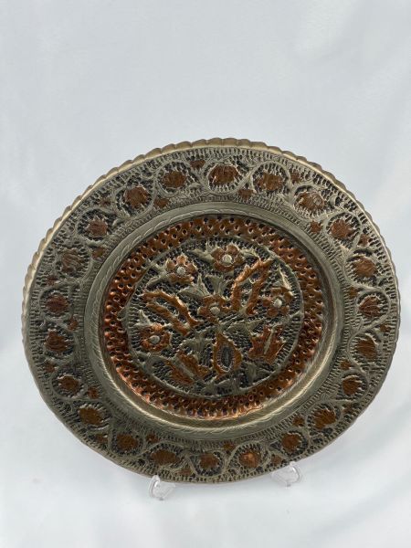 Antika Bakır Sini Ölçü Çap 35 Cm H 2 Cm