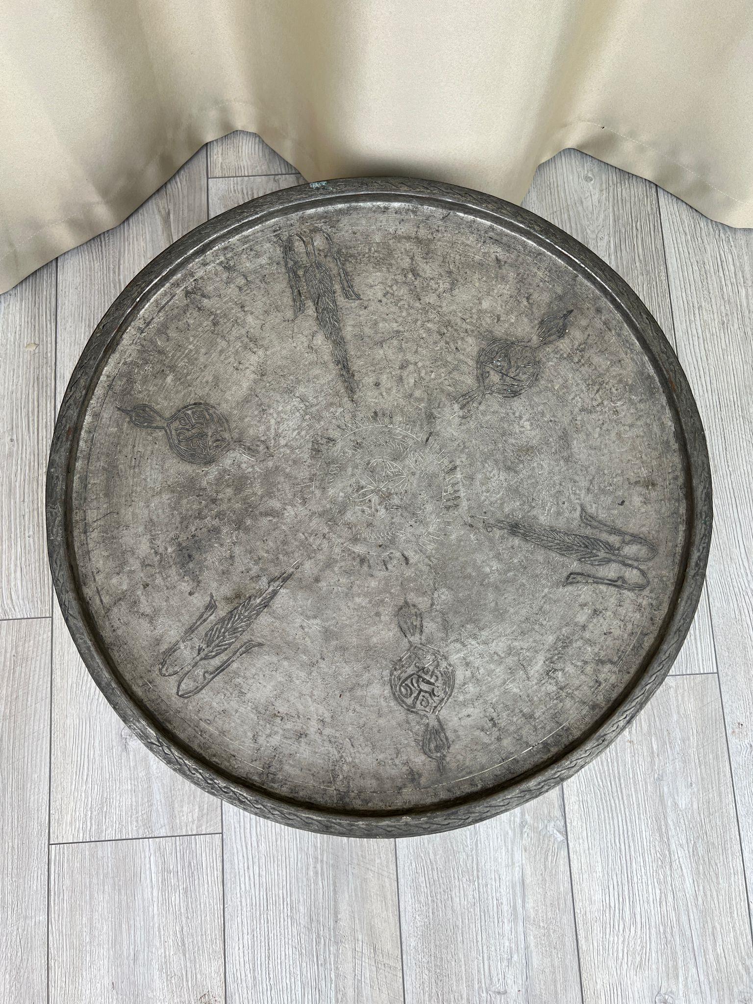 Antika Bakır Sini Ölçü Çap 59 Cm H 3 Cm