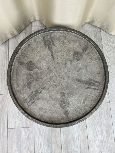 Antika Bakır Sini Ölçü Çap 59 Cm H 3 Cm