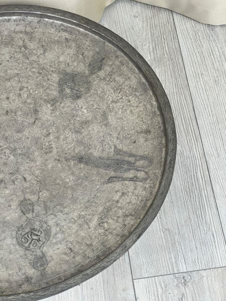 Antika Bakır Sini Ölçü Çap 59 Cm H 3 Cm
