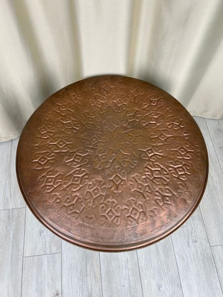 Antika Bakır Sini Ölçü Çap 82,5 Cm H 5 Cm