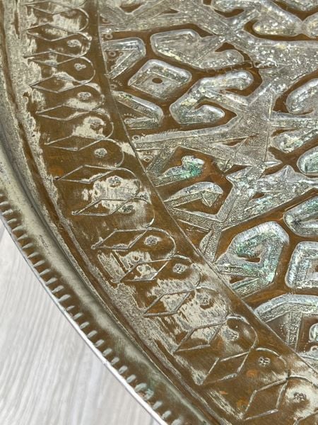 Antika Bakır Sini Ölçü Çap 82,5 Cm H 5 Cm