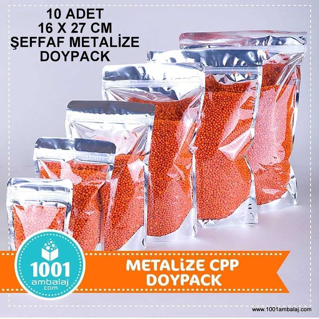 16X27 Cm Ön Şeffaf Arka Metalize * 10 Adet * Kilitli Doypack Torba 500 Gr /58/