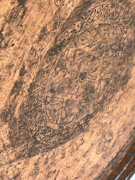 Antika Bakır Sini Ölçü Çap 62 Cm H 2,5 Cm