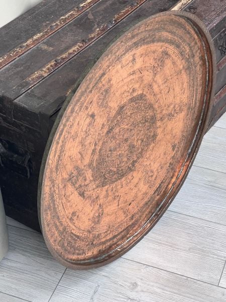 Antika Bakır Sini Ölçü Çap 62 Cm H 2,5 Cm