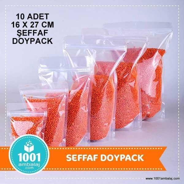 16X27 Cm Şeffaf * 10 Adet * Kilitli Doypack Torba 500 Gr /73/