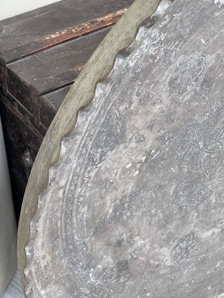 Antika Bakır Sini Ölçü Çap 75 Cm H 6,5 Cm