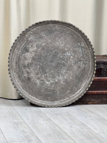Antika Bakır Sini Ölçü Çap 75 Cm H 6,5 Cm