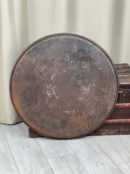 Antika Bakır Sini Ölçü Çap 74,5 Cm H 3,5 Cm