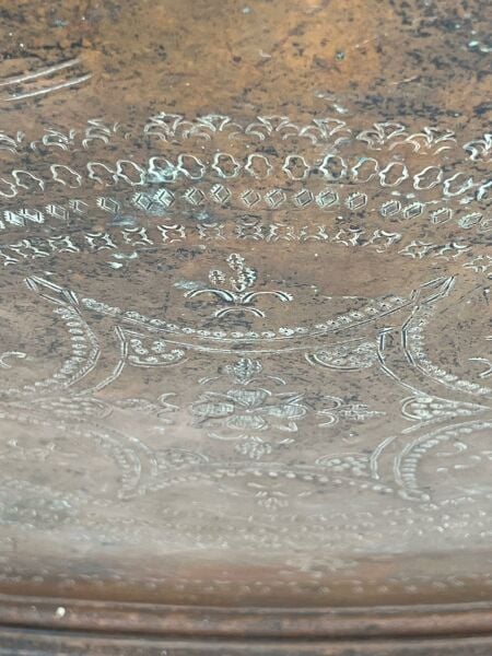Antika Bakır Sini Ölçü Çap 74,5 Cm H 3,5 Cm