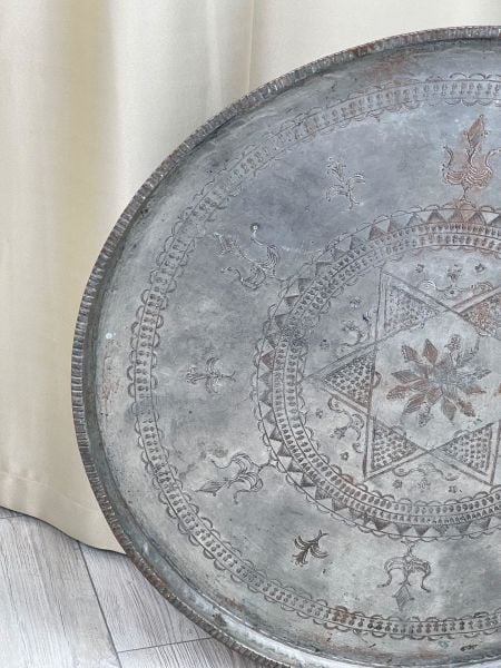 Antika Bakır Sini Ölçü Çap 78 Cm H 4 Cm