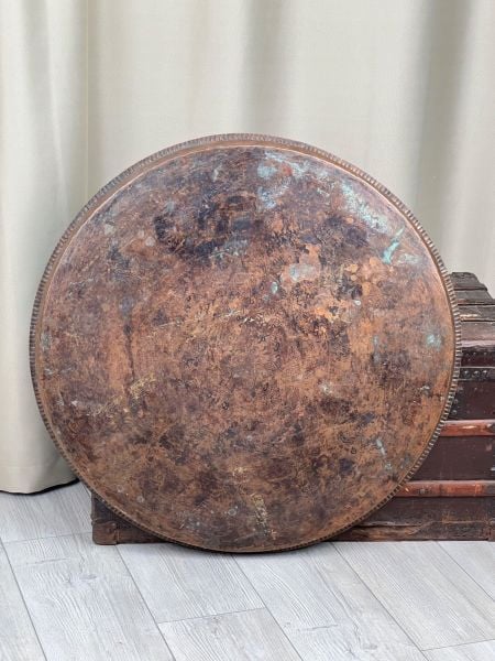 Antika Bakır Sini Ölçü Çap 78 Cm H 4 Cm