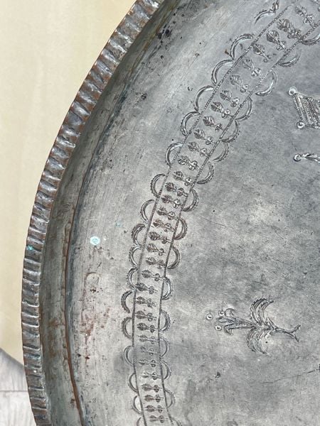 Antika Bakır Sini Ölçü Çap 78 Cm H 4 Cm