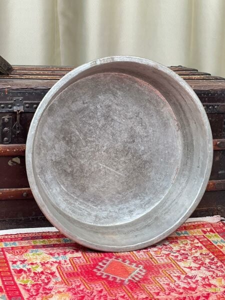 Antika Bakır Sini Ölçü Çap 50 Cm H 13 Cm
