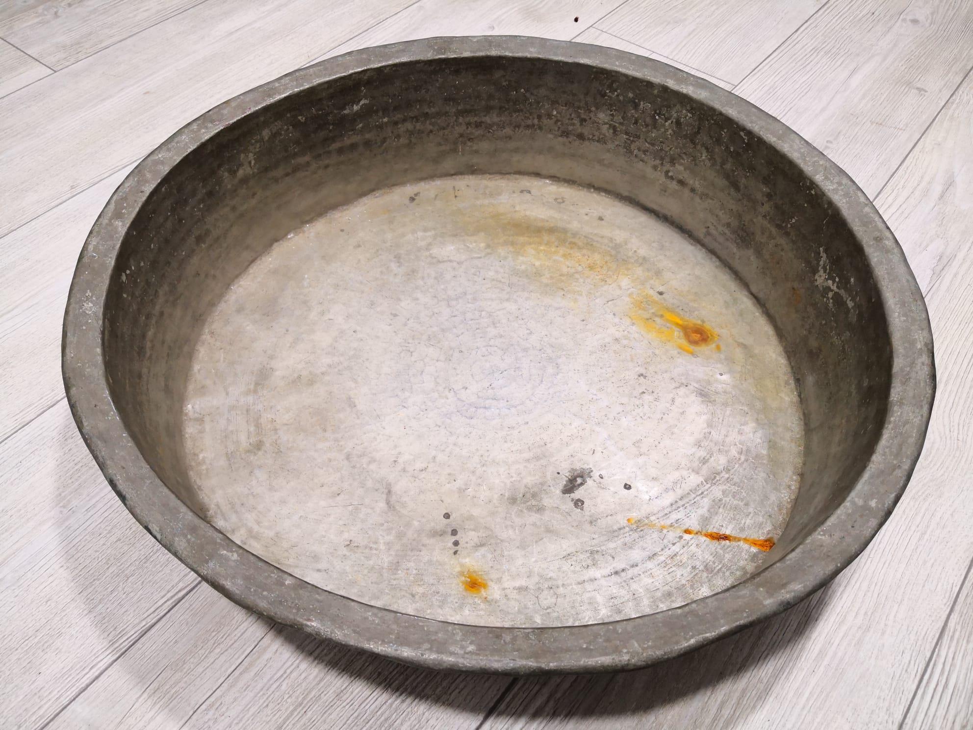 Eskilerden El Dövme Bakır Pekmez Leğeni Aoa Ölçü 53 Cm Çapi 13 Cm Yüksekliği