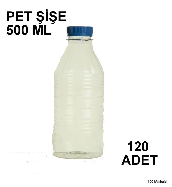 Pet Şişe 500 Ml Plastik Kilitli kapaklı Şeffaf Yuvarlak Tabanli 120 Adet