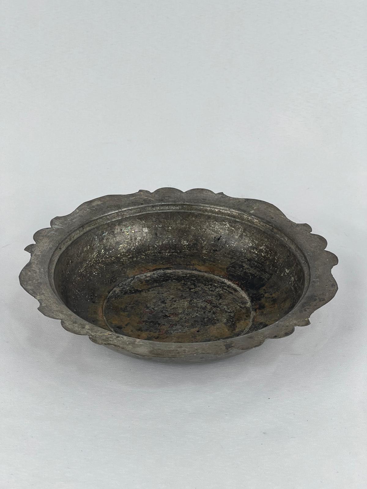 Antika Bakır Sahan Ölçü Çap 22 Cm H 4 Cm