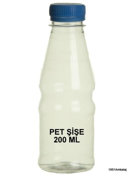 Pet Şişe 200 Ml Plastik Kilitli kapaklı Şeffaf Yuvarlak Tabanli 250 Adet