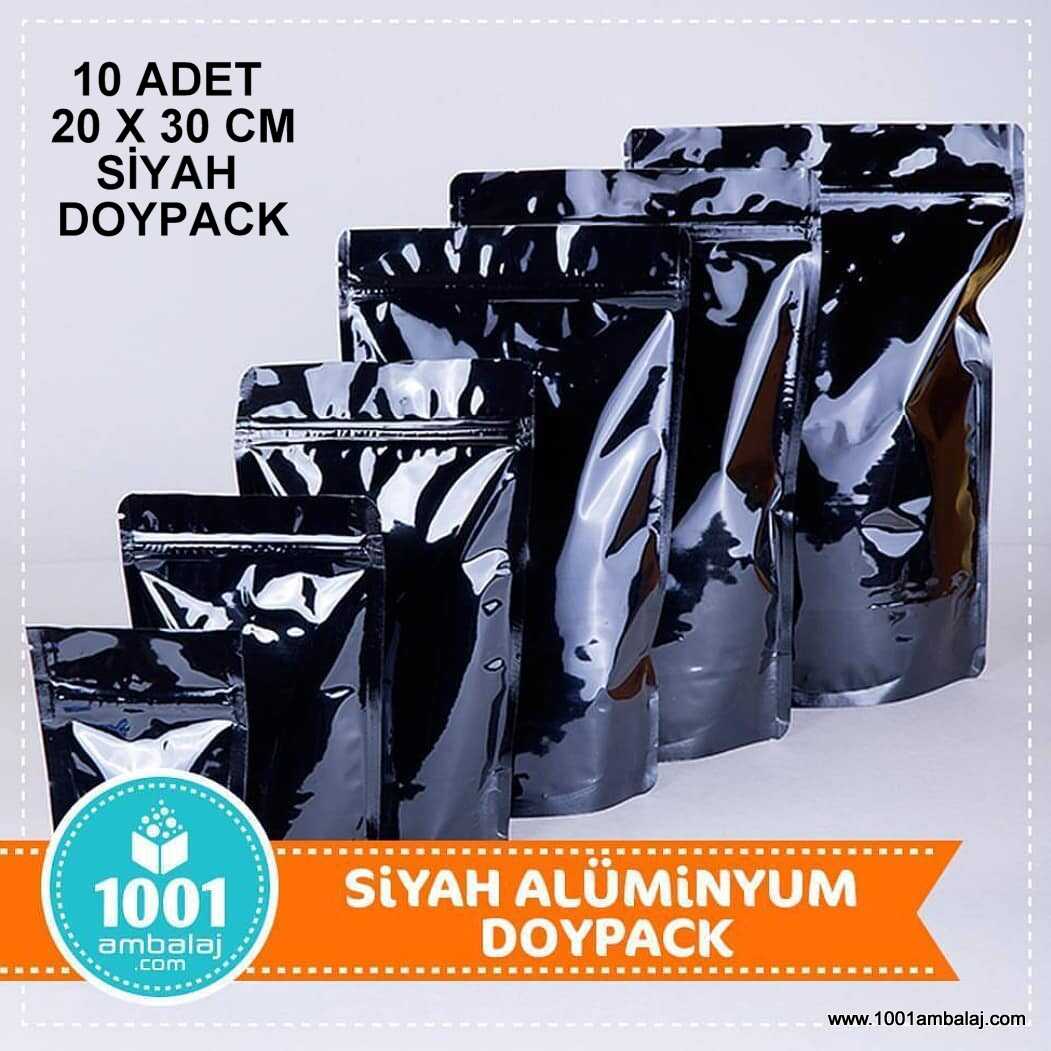 20X30 Cm Siyah * 10 Adet * Kilitli Doypack Torba 1000 Gr /65/