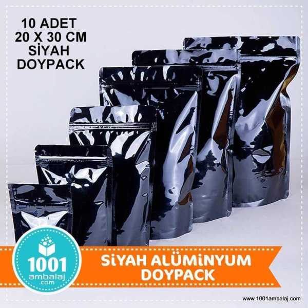20X30 Cm Siyah * 10 Adet * Kilitli Doypack Torba 1000 Gr /65/