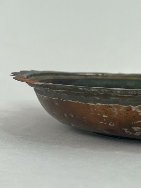 Antika Bakır Sahan Ölçü Çap 21,5 Cm H 4 Cm