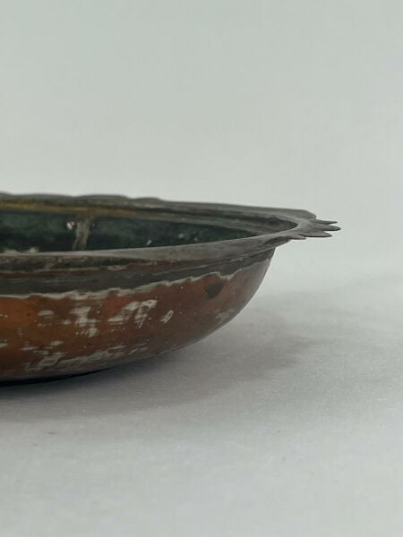 Antika Bakır Sahan Ölçü Çap 21,5 Cm H 4 Cm