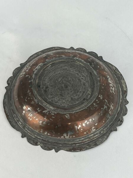 Antika Bakır Sahan Ölçü Çap 21,5 Cm H 4 Cm