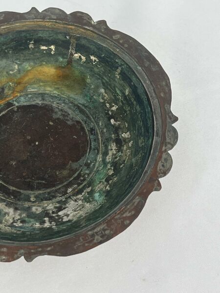 Antika Bakır Sahan Ölçü Çap 21,5 Cm H 4 Cm