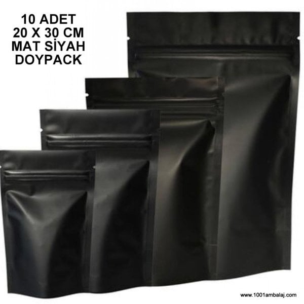 20X30 Cm Mat Siyah * 10 Adet * Kilitli Doypack Torba 1000 Gr /69/