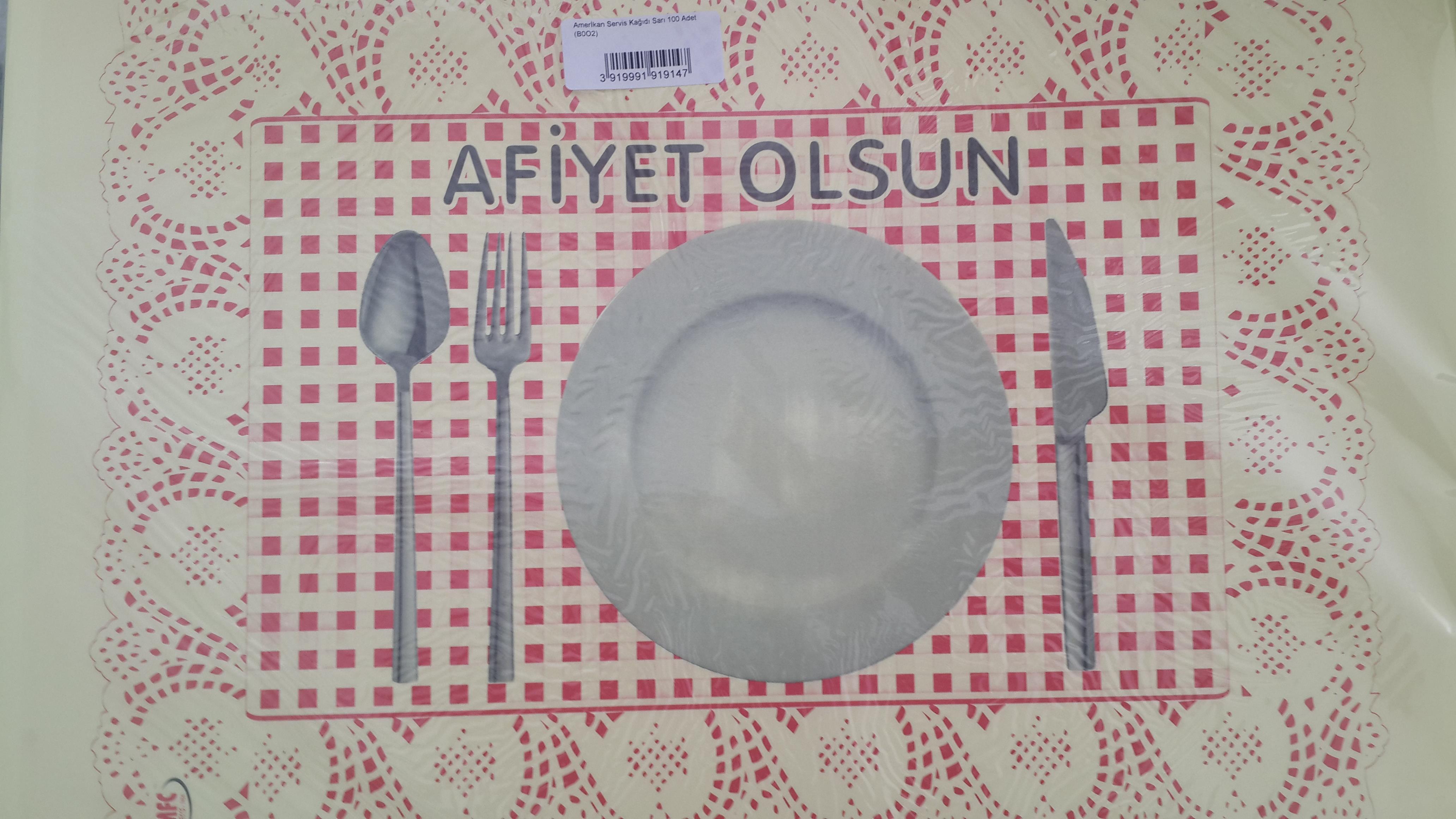 Amerikan Servis Kağıdı Sari 100 Adet 1001 Ambalaj