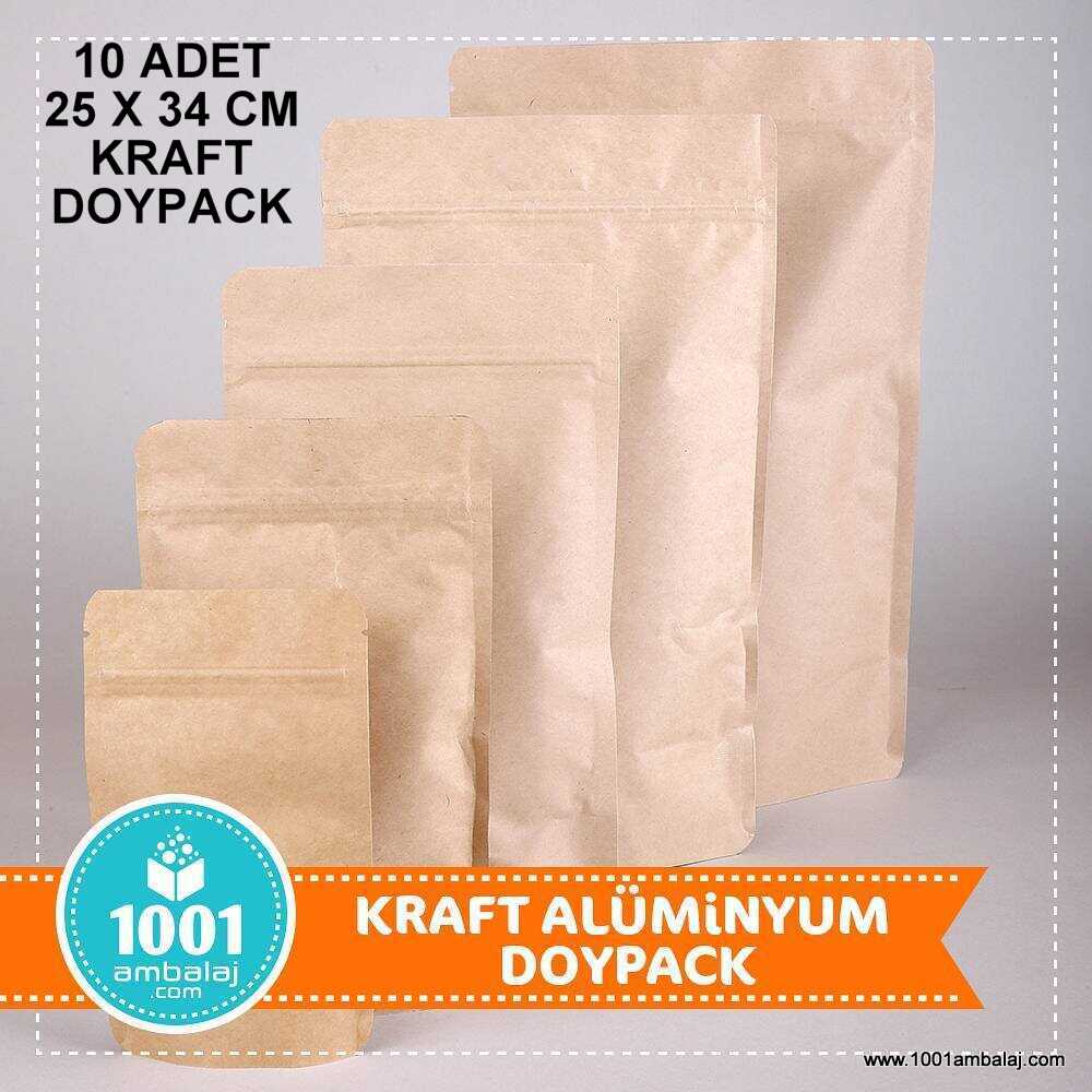 25X34 Cm Kraft * 10 Adet * Kilitli Doypack Torba 1500 Gr /36/