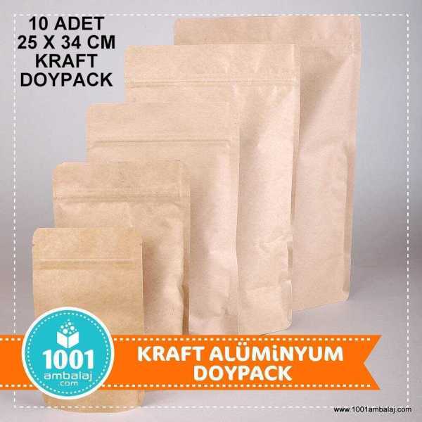 25X34 Cm Kraft * 10 Adet * Kilitli Doypack Torba 1500 Gr /36/