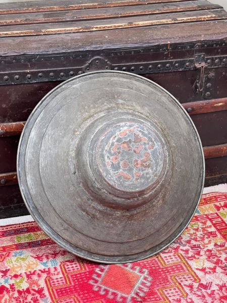 Antika Bakır Lenger Ölçü Çap 42 Cm H 13 Cm