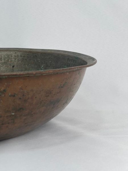 Antika Bakır Sahan Ölçü Çap 43,5 Cm H 10 Cm