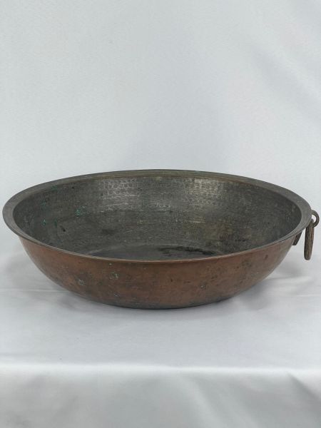 Antika Bakır Sahan Ölçü Çap 43,5 Cm H 10 Cm