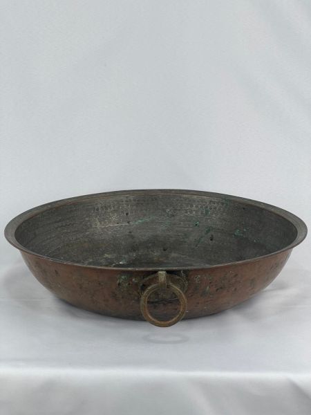 Antika Bakır Sahan Ölçü Çap 43,5 Cm H 10 Cm