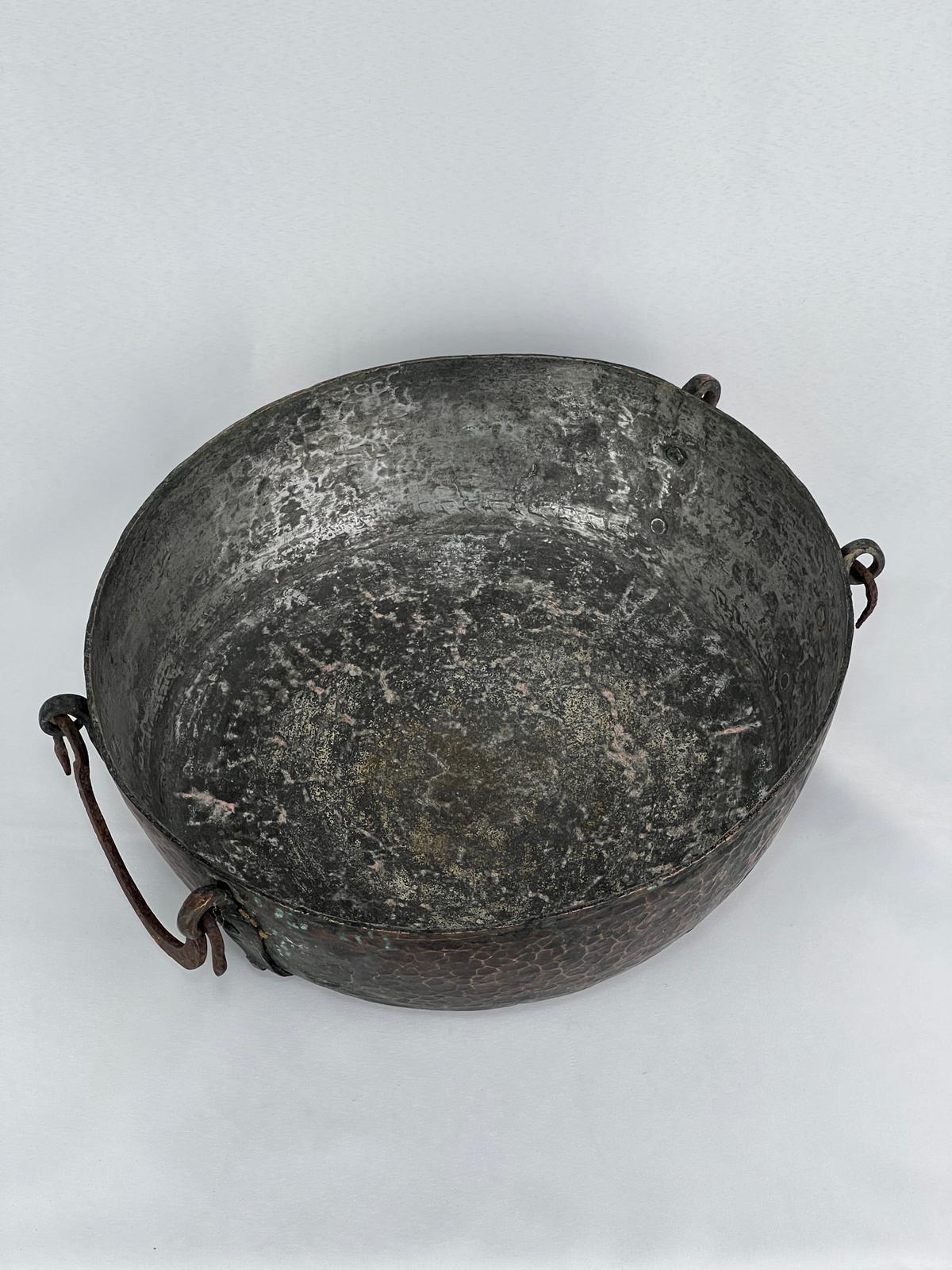 Antika Bakır Sahan Ölçü Çap 36 Cm H 12,5 Cm