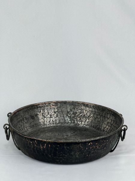 Antika Bakır Sahan Ölçü Çap 37 Cm H 10 Cm