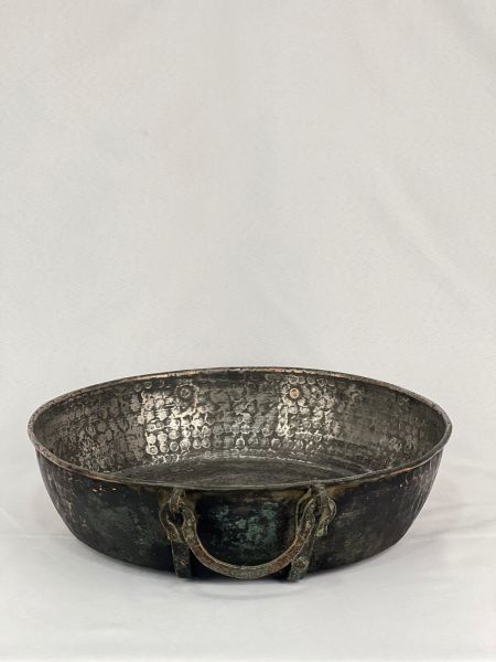 Antika Bakır Sahan Ölçü Çap 37 Cm H 10 Cm