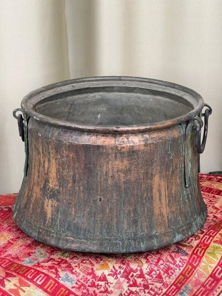 Antika Bakır Kablar Kazan Ölçü Çap 40 Cm H 27 Cm