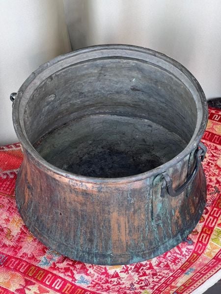 Antika Bakır Kablar Kazan Ölçü Çap 40 Cm H 27 Cm